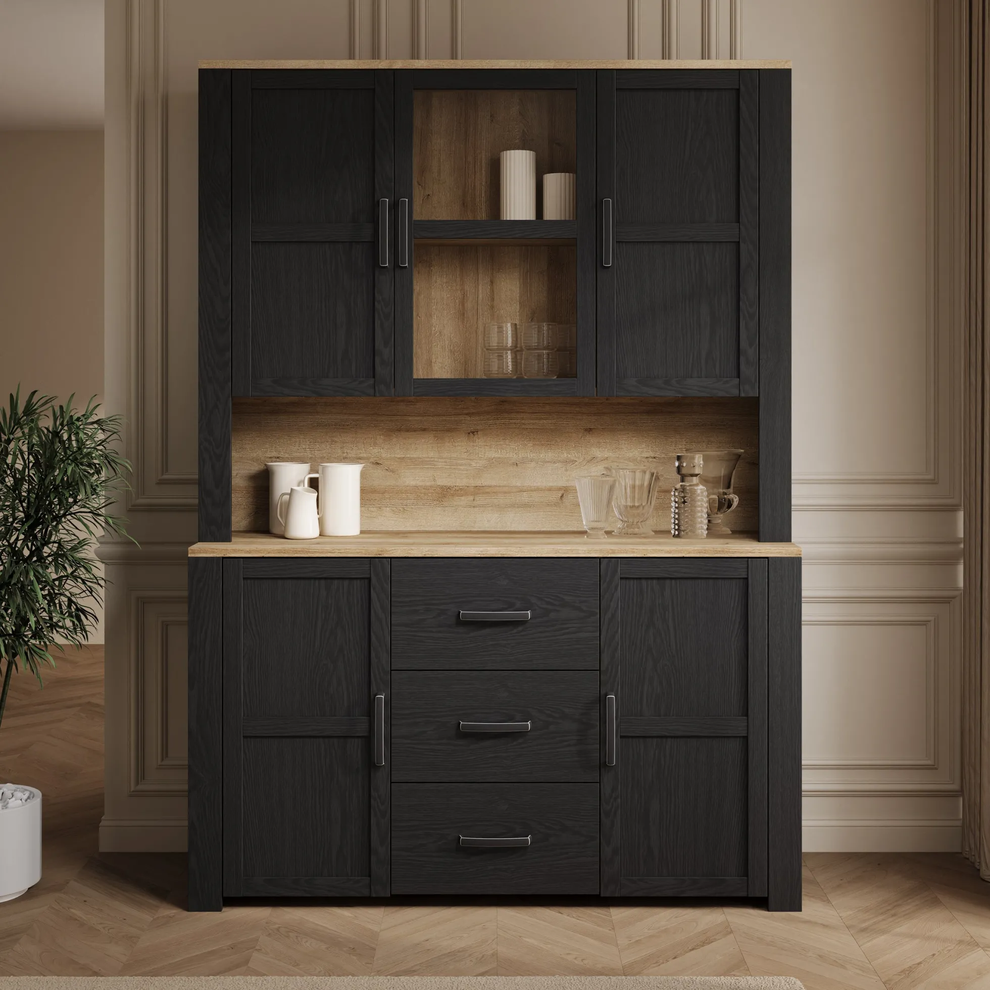 Borello - Buffetkast - Zwart - 146x42x205 cm