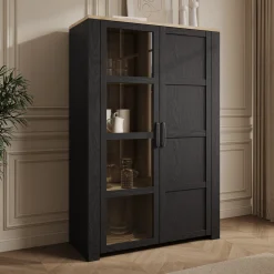 Borello - Buffetkast - Zwart - 106x42x161 cm