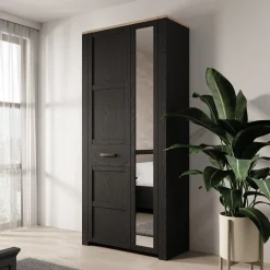 Borello - Kledingkast 2 deurs - Zwart - 94x42x205 cm