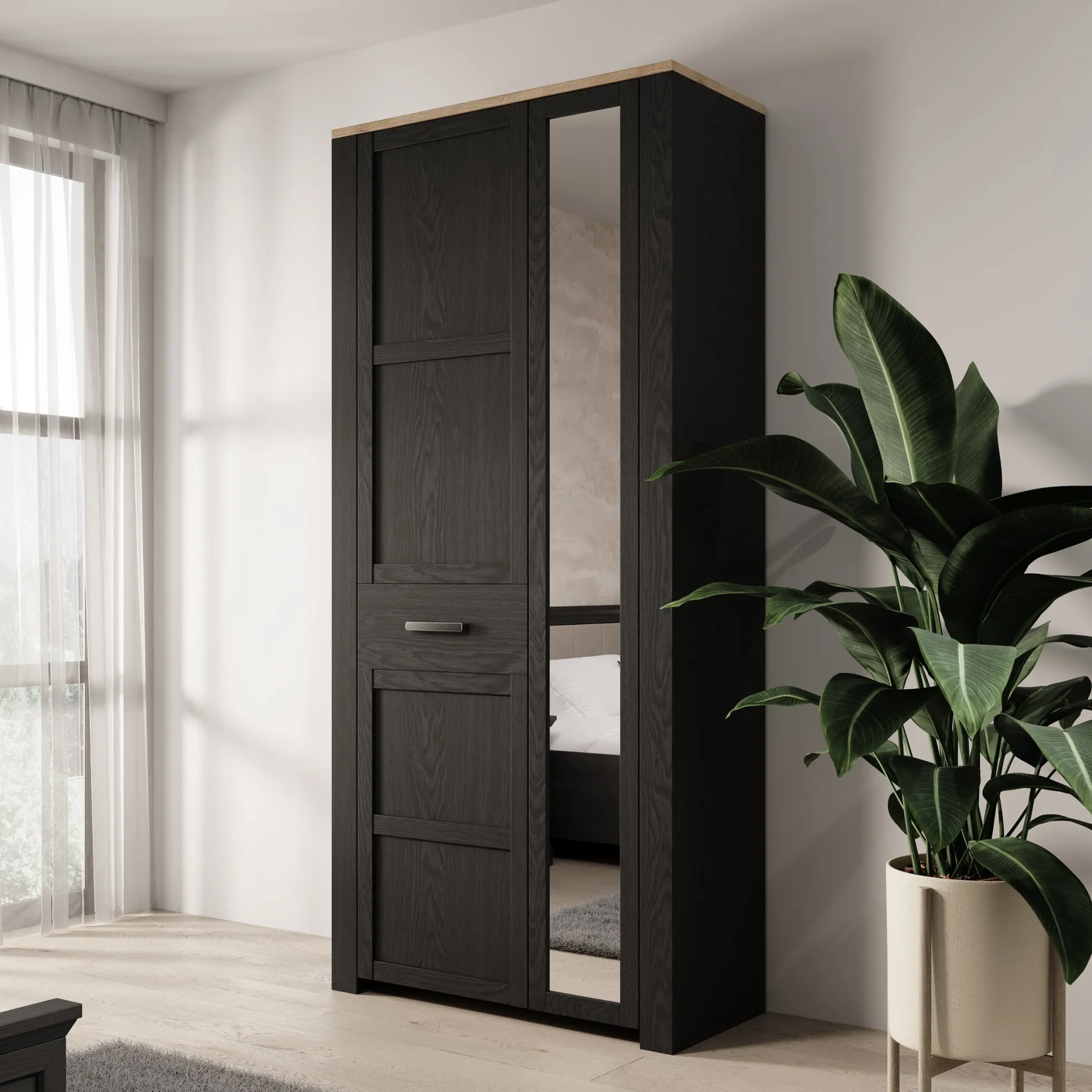 Borello - Kledingkast 2 deurs - Zwart - 94x42x205 cm