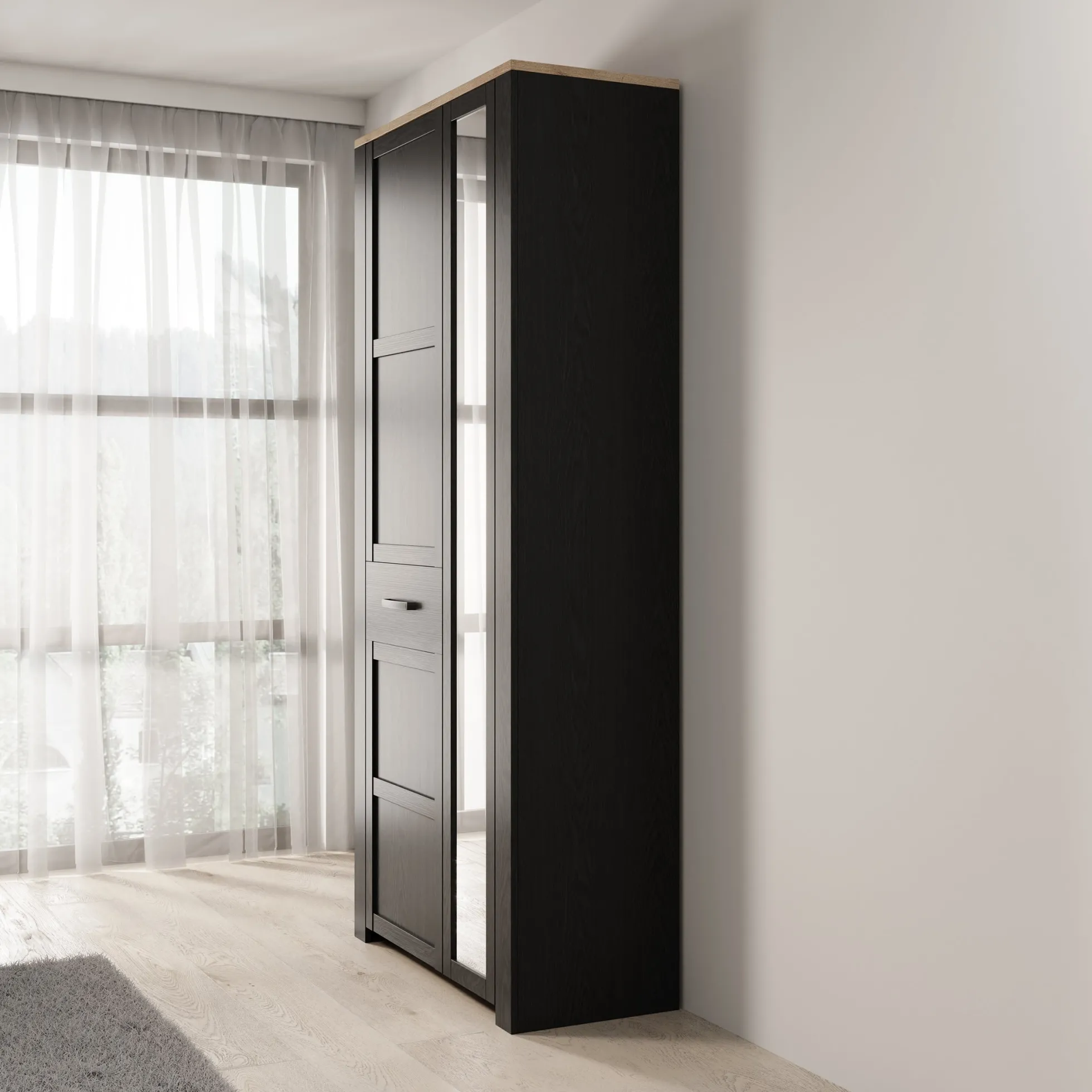 Borello - Kledingkast 2 deurs - Zwart - 94x42x205 cm