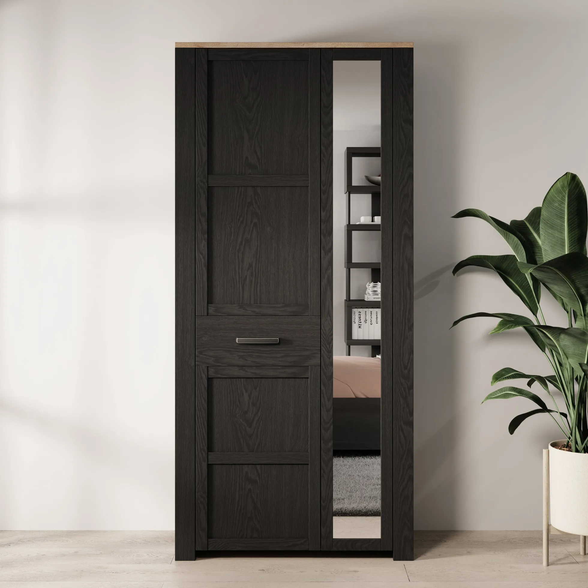 Borello - Kledingkast 2 deurs - Zwart - 94x42x205 cm