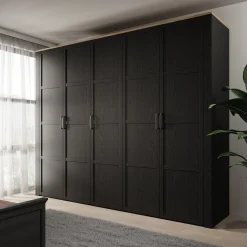 Borello - Kledingkast 5 deurs - Zwart - 266x60x214 cm