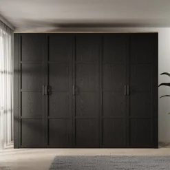 Borello - Kledingkast 5 deurs - Zwart - 266x60x214 cm