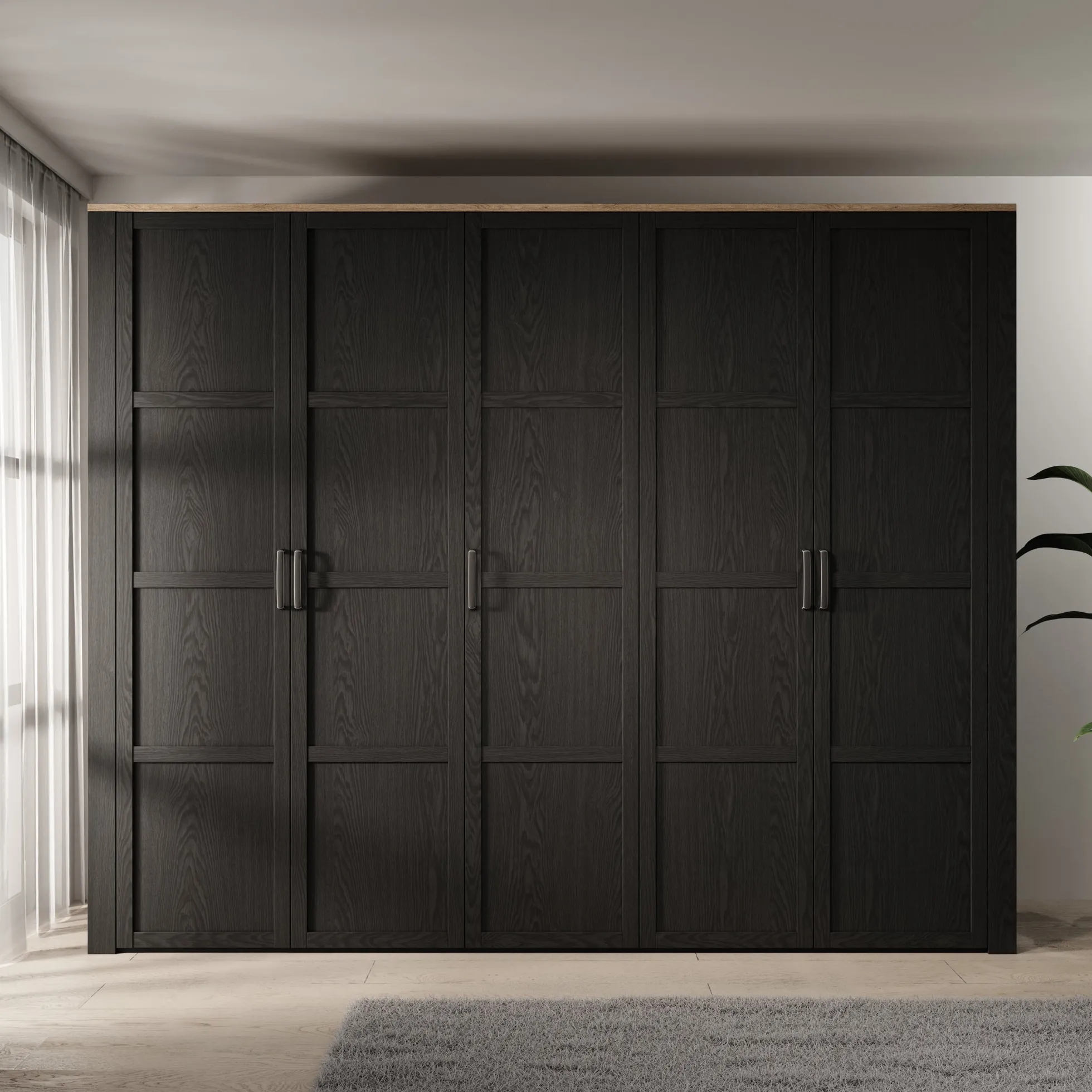 Borello - Kledingkast 5 deurs - Zwart - 266x60x214 cm