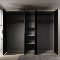 Borello - Kledingkast 5 deurs - Zwart - 266x60x214 cm