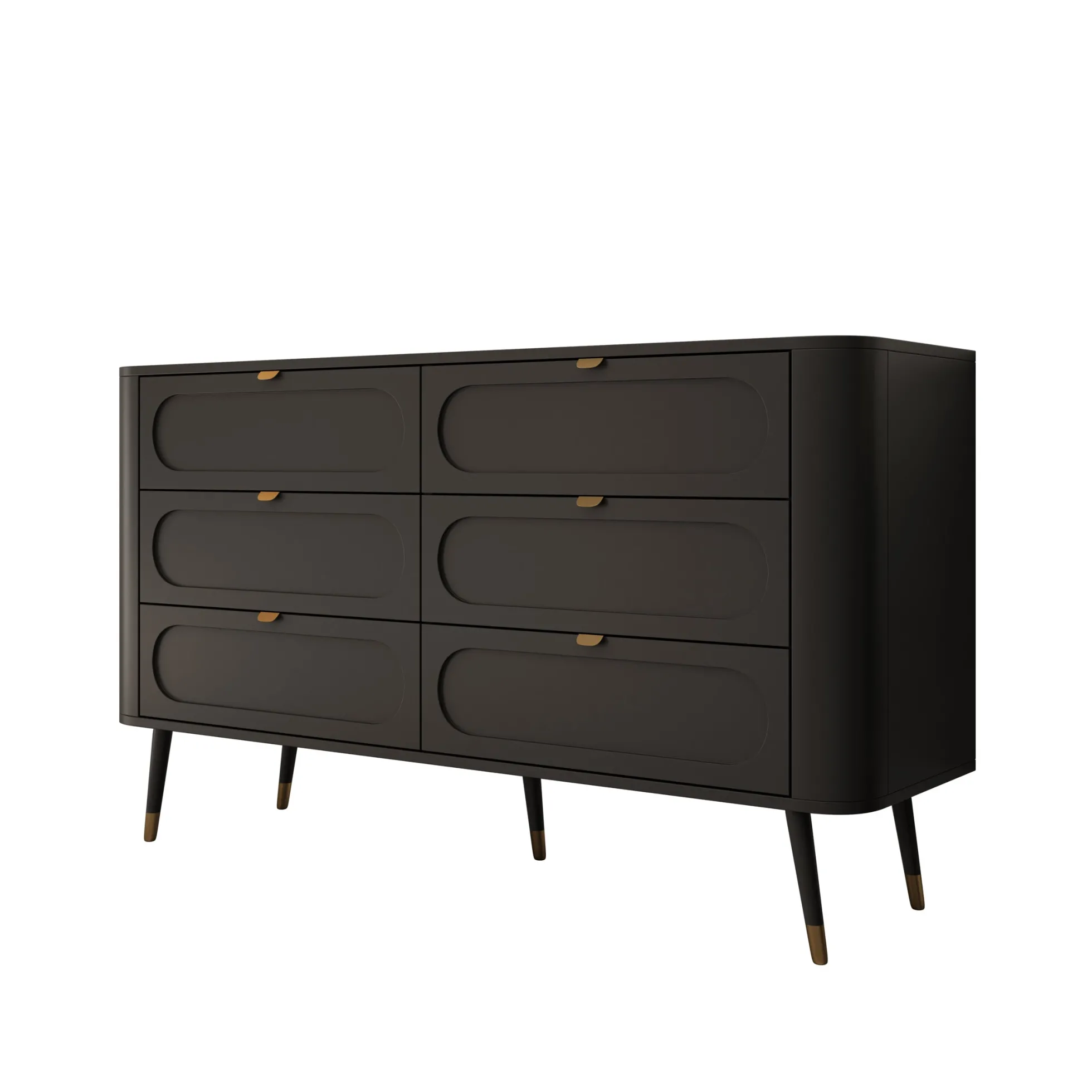 Borneo - Ladekast 6 lades - Zwart - 138x40x80 cm
