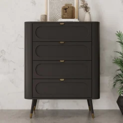 Borneo - Ladekast met 4 lades - Zwart - 78x40x98 cm