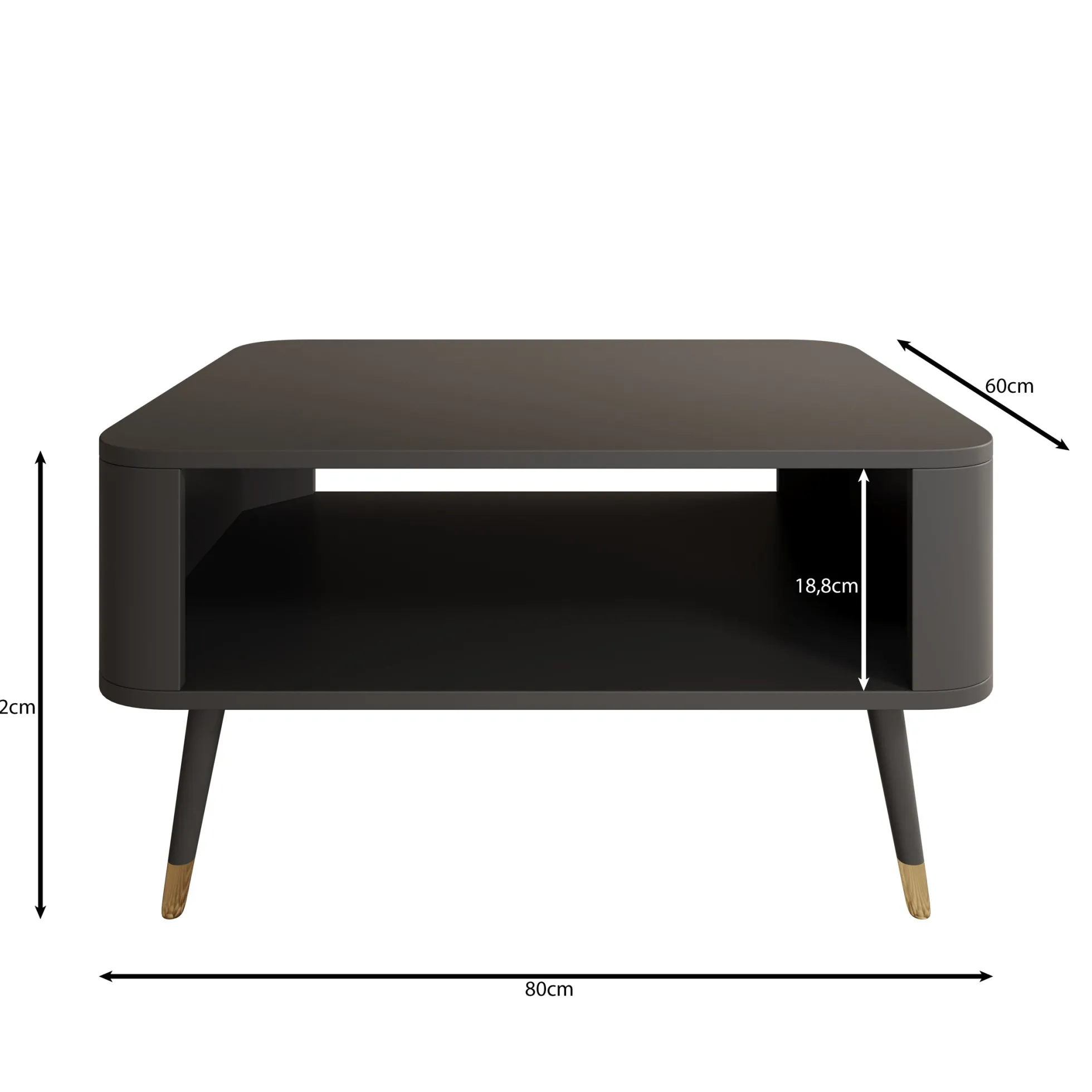 Borneo - Salontafel - Zwart - 80x60x42 cm