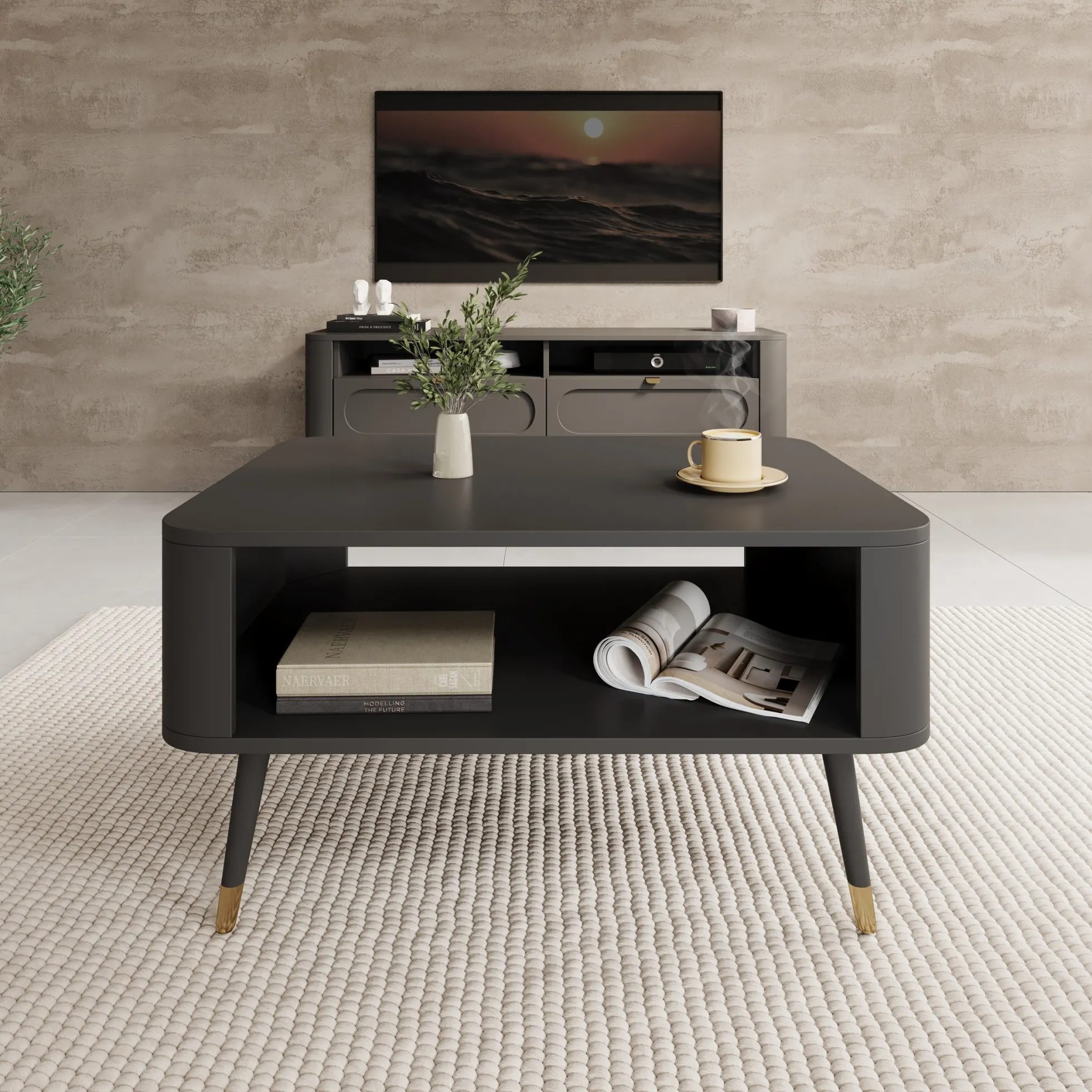 Borneo - Salontafel - Zwart - 80x60x42 cm