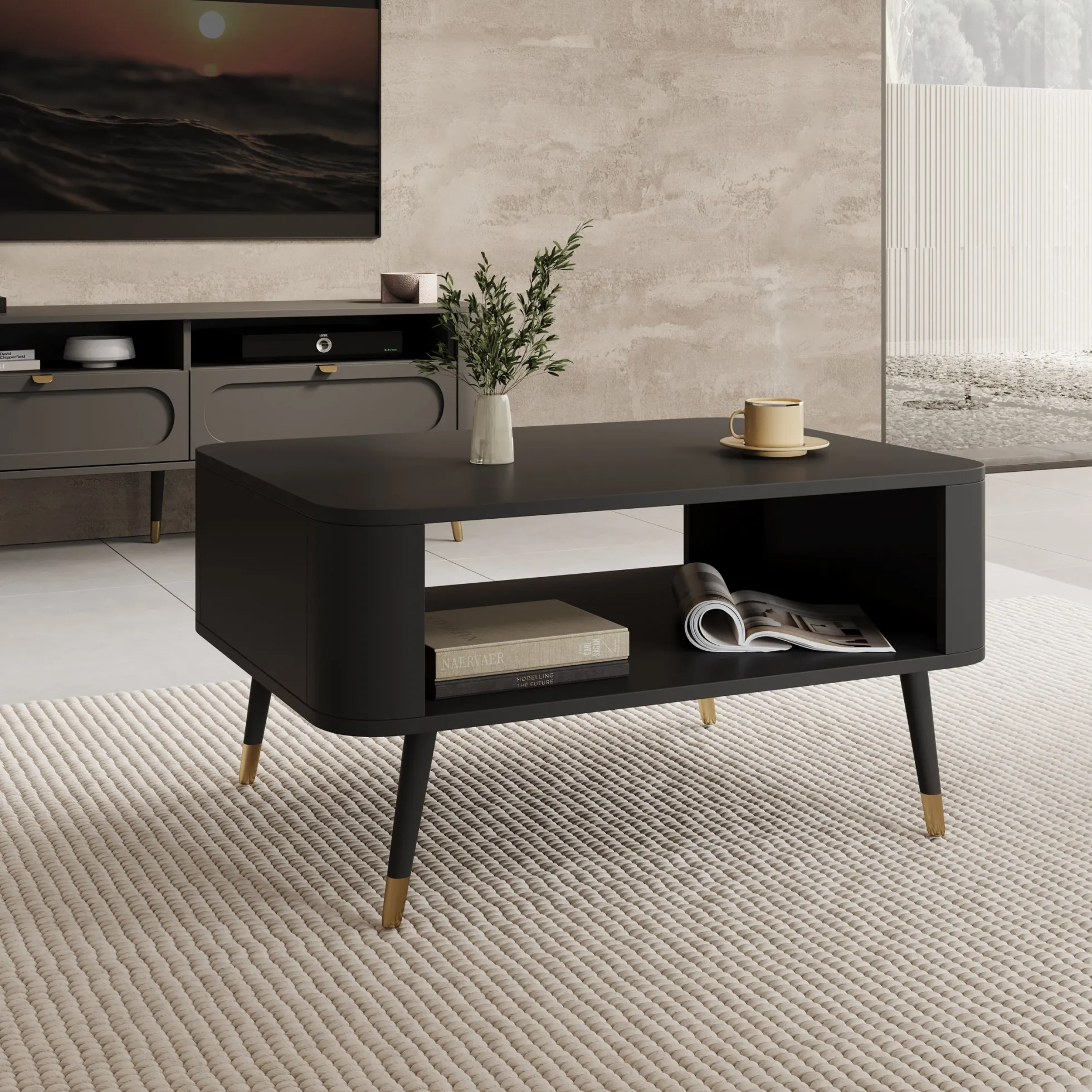 Borneo - Salontafel - Zwart - 80x60x42 cm
