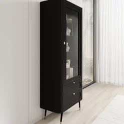 Borneo - Vitrinekast - Zwart - 78x40x192 cm