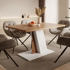 Brand - Eetkamertafel - Eiken/wit - 138x90x76 cm