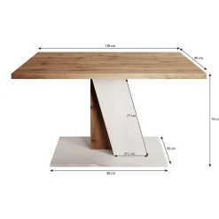 Brand - Eetkamertafel - Eiken/grijs - 138x90x76 cm