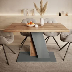 Brand - Eetkamertafel - Eiken/grijs - 138x90x76 cm