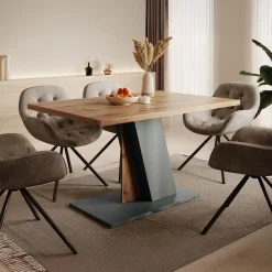 Brand - Eetkamertafel - Eiken/grijs - 138x90x76 cm