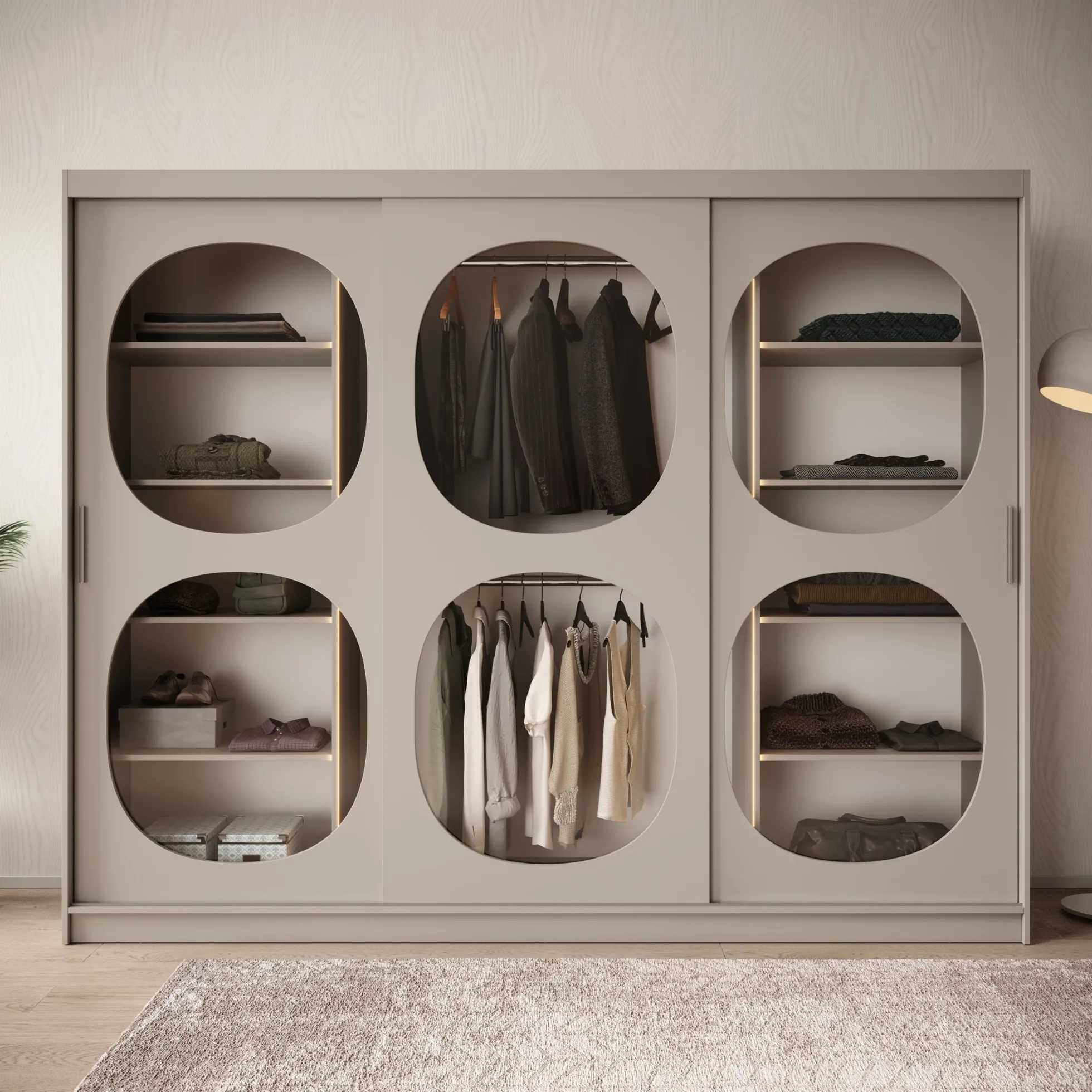 Bravanti - Kledingkast - Beige - 250x62x200cm