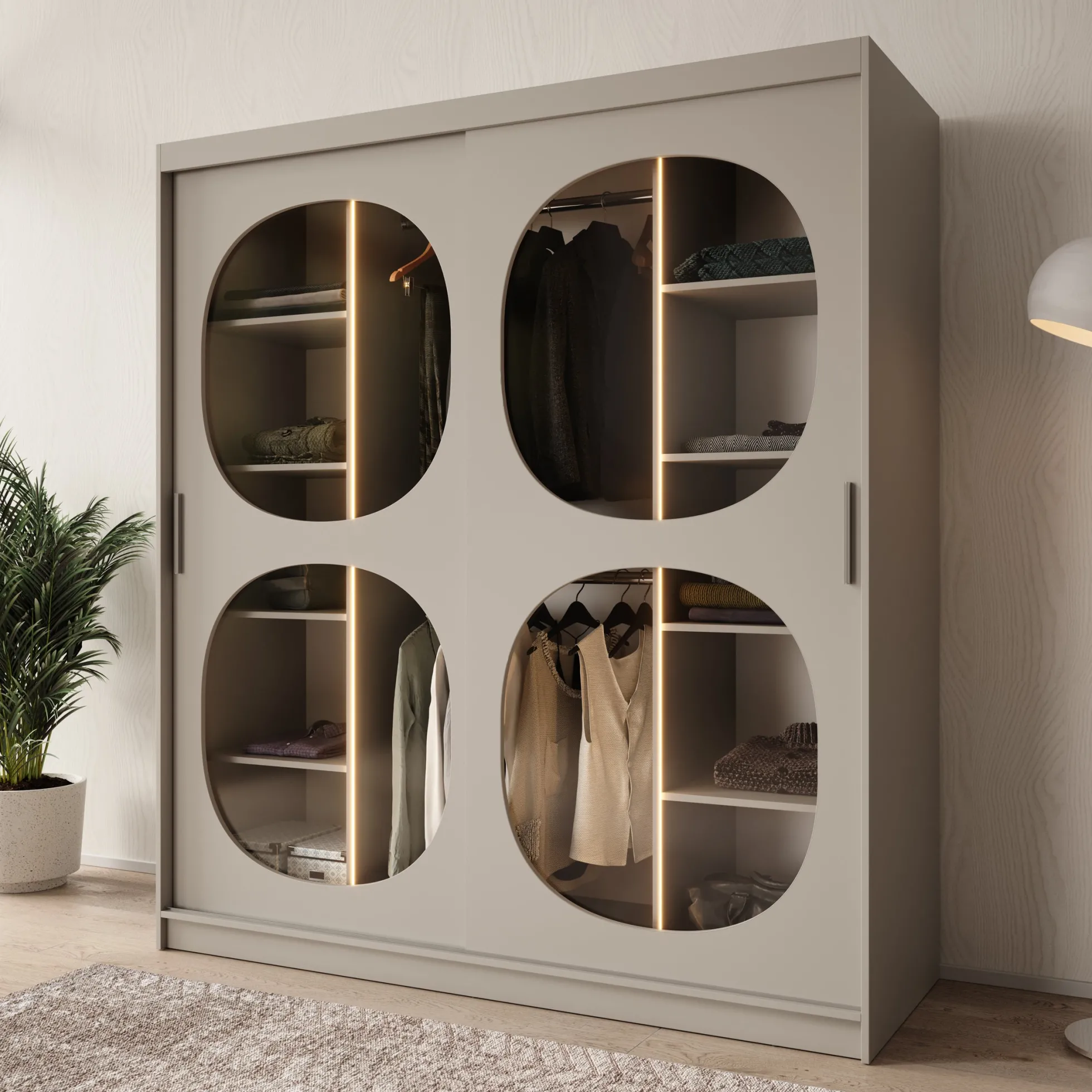 Bravanti - Kledingkast - Beige - 180x62x200 cm