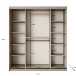 Bravanti - Kledingkast - Beige - 180x62x200 cm