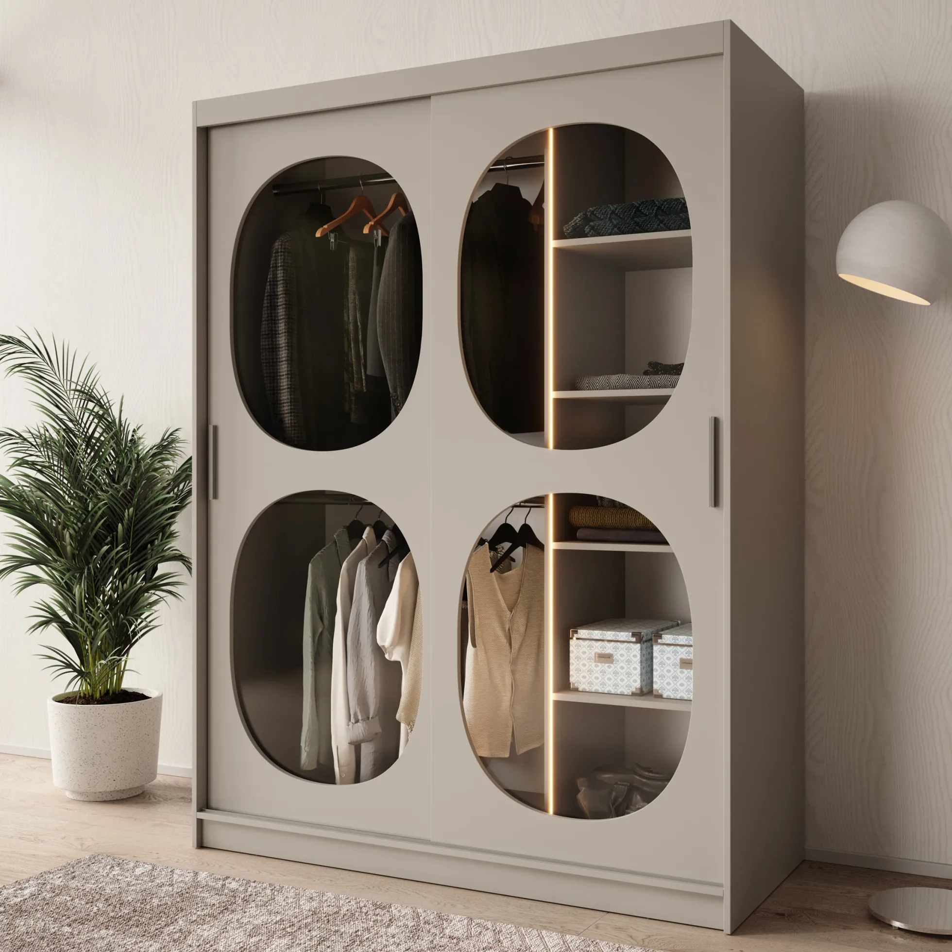 Bravanti - Kledingkast - Beige - 150x62x200 cm
