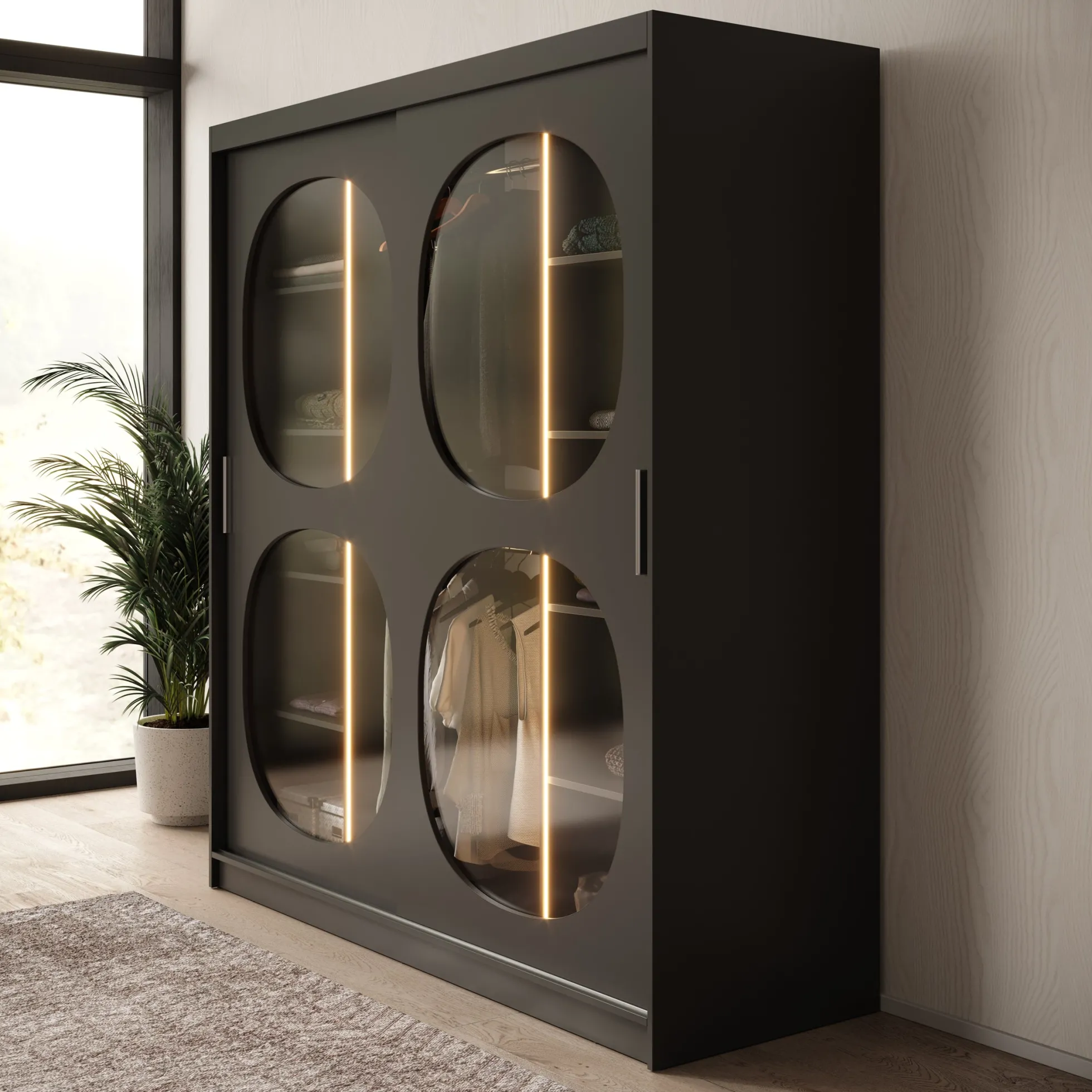 Bravanti - Kledingkast - Zwart - 180x62x200 cm