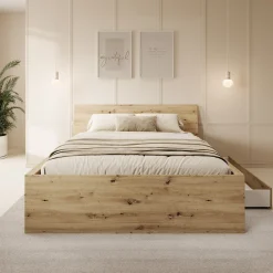 Brett - Tweepersoonsbed met lade - Eiken - 160x200 cm