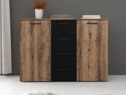 Brown - Dressoir - Zwart/eiken - 132x38x93 cm