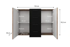Brown - Dressoir - Zwart/eiken - 132x38x93 cm