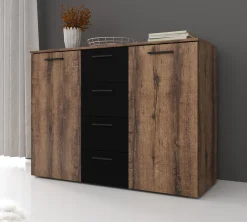 Brown - Dressoir - Zwart/eiken - 132x38x93 cm