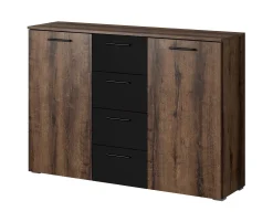 Brown - Dressoir - Zwart/eiken - 132x38x93 cm