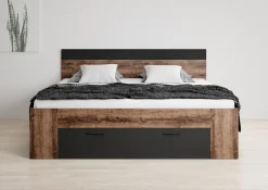 Brown - Tweepersoonsbed - Zwart/Eiken - 160x200 cm