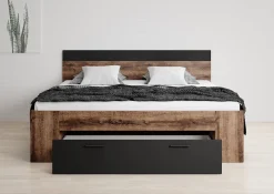 Brown - Tweepersoonsbed - Zwart/Eiken - 160x200 cm