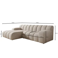 Brunello - Hoekbank 3-zits met chaise longue - Stof zwart - Links