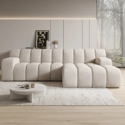 Brunello - Hoekbank 3-zits met chaise longue - Stof beige - Rechts