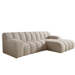 Brunello - Hoekbank 3-zits met chaise longue - Stof beige - Rechts