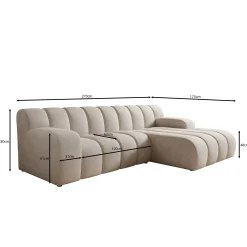 Brunello - Hoekbank 3-zits met chaise longue - Stof zwart - Rechts