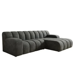 Brunello - Hoekbank 3-zits met chaise longue - Stof zwart - Rechts