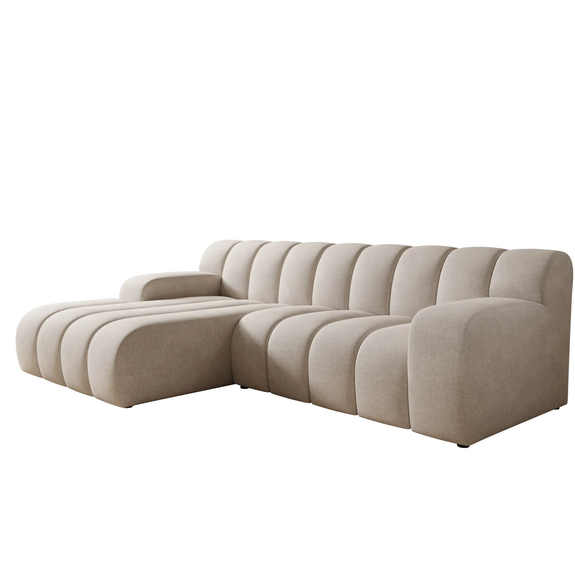 Brunello - Hoekbank 3-zits met chaise longue - Stof beige - Links