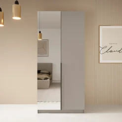 Bruno - Kledingkast met spiegel - Beige