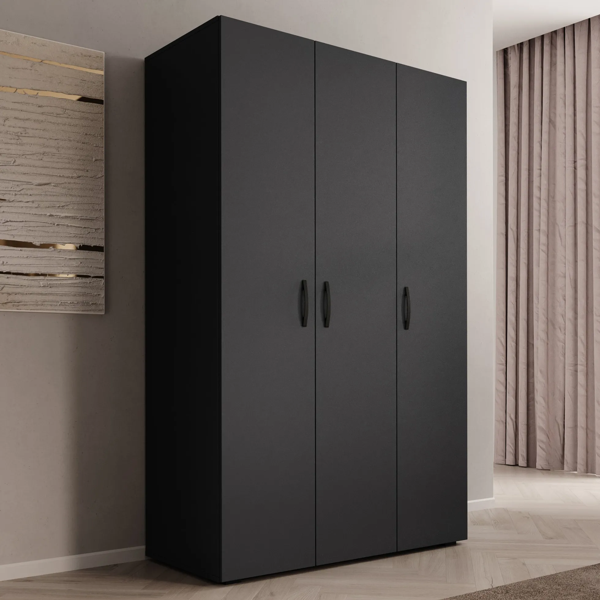 Brussel - Kledingkast 3-deurs - Antraciet - 111x52x179 cm