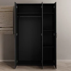 Brussel - Kledingkast 3-deurs - Antraciet - 111x52x179 cm