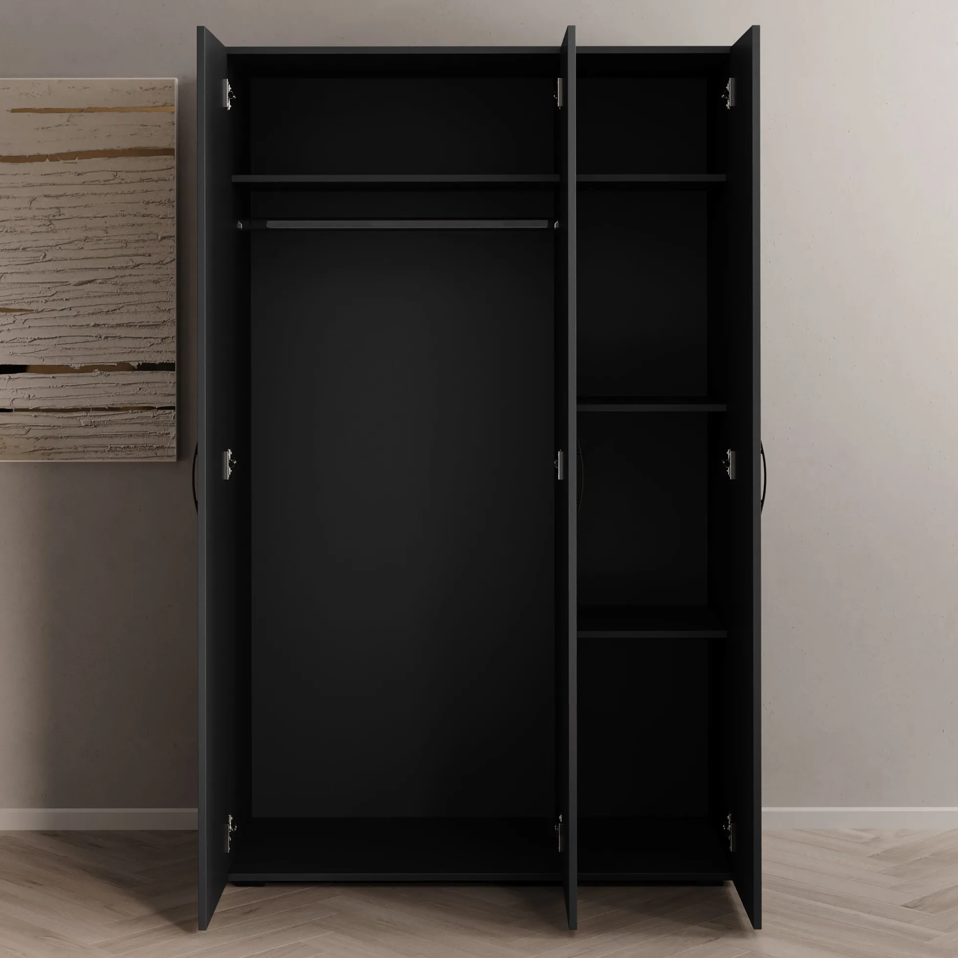 Brussel - Kledingkast 3-deurs - Antraciet - 111x52x179 cm
