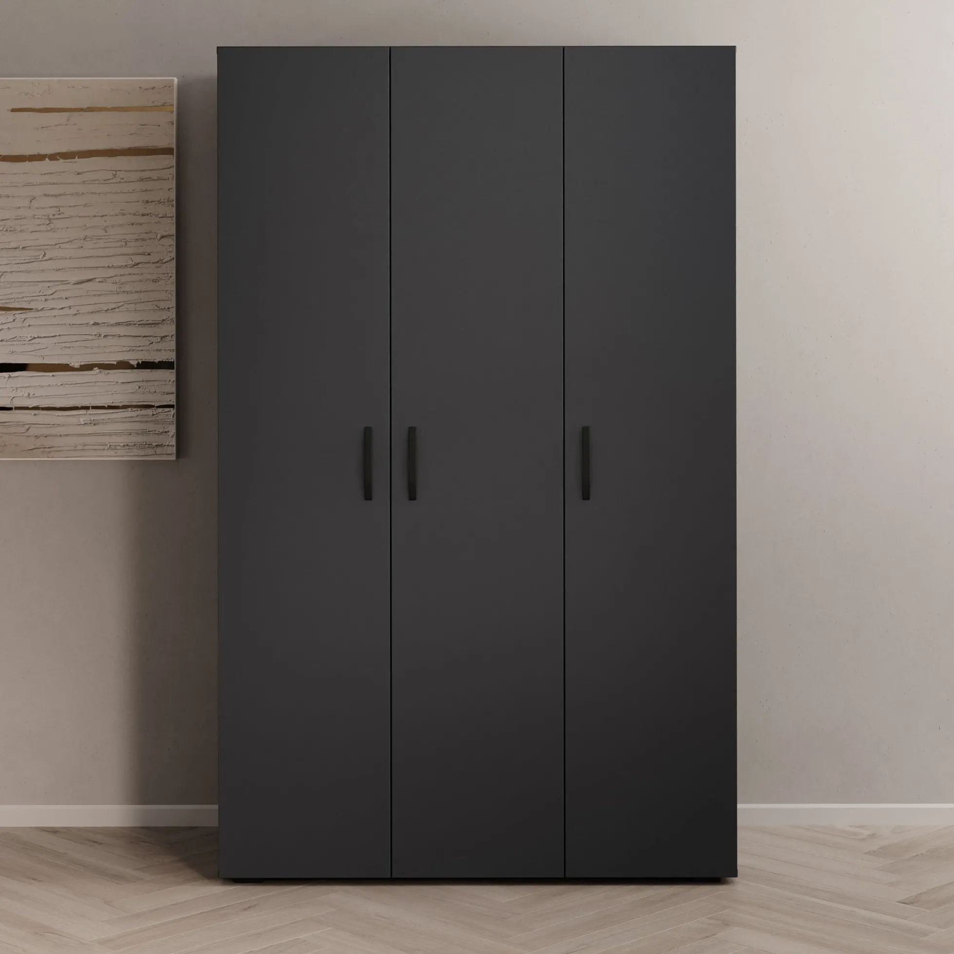 Brussel - Kledingkast 3-deurs - Antraciet - 111x52x179 cm