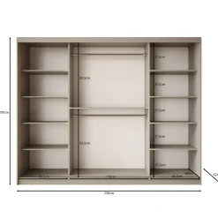 Bunaro - Kledingkast - Beige - 250x62x200 cm