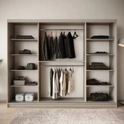 Bunaro - Kledingkast - Beige - 250x62x200 cm