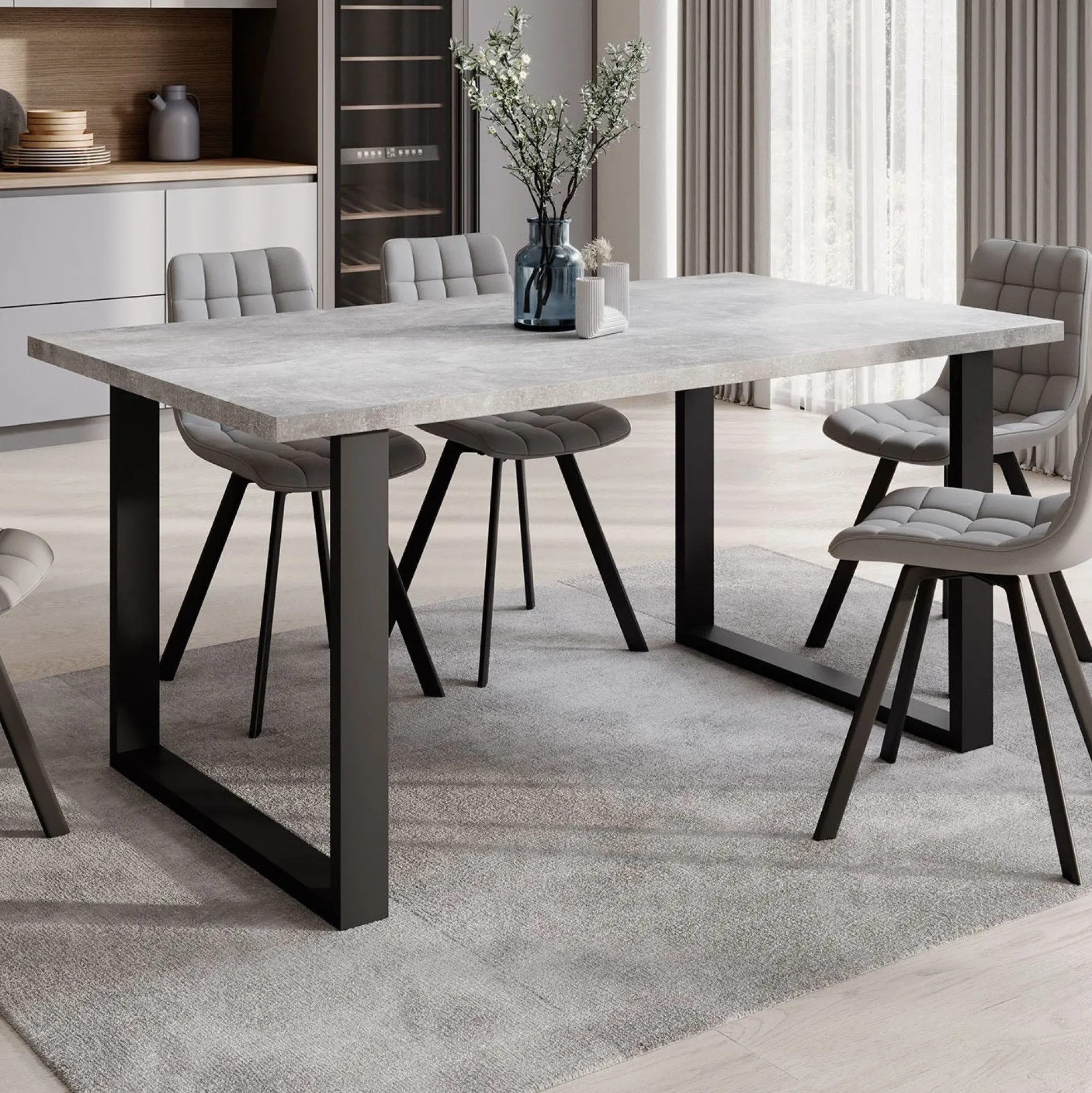 Butter - Eetkamertafel - Betonlook - 160x90x76 cm