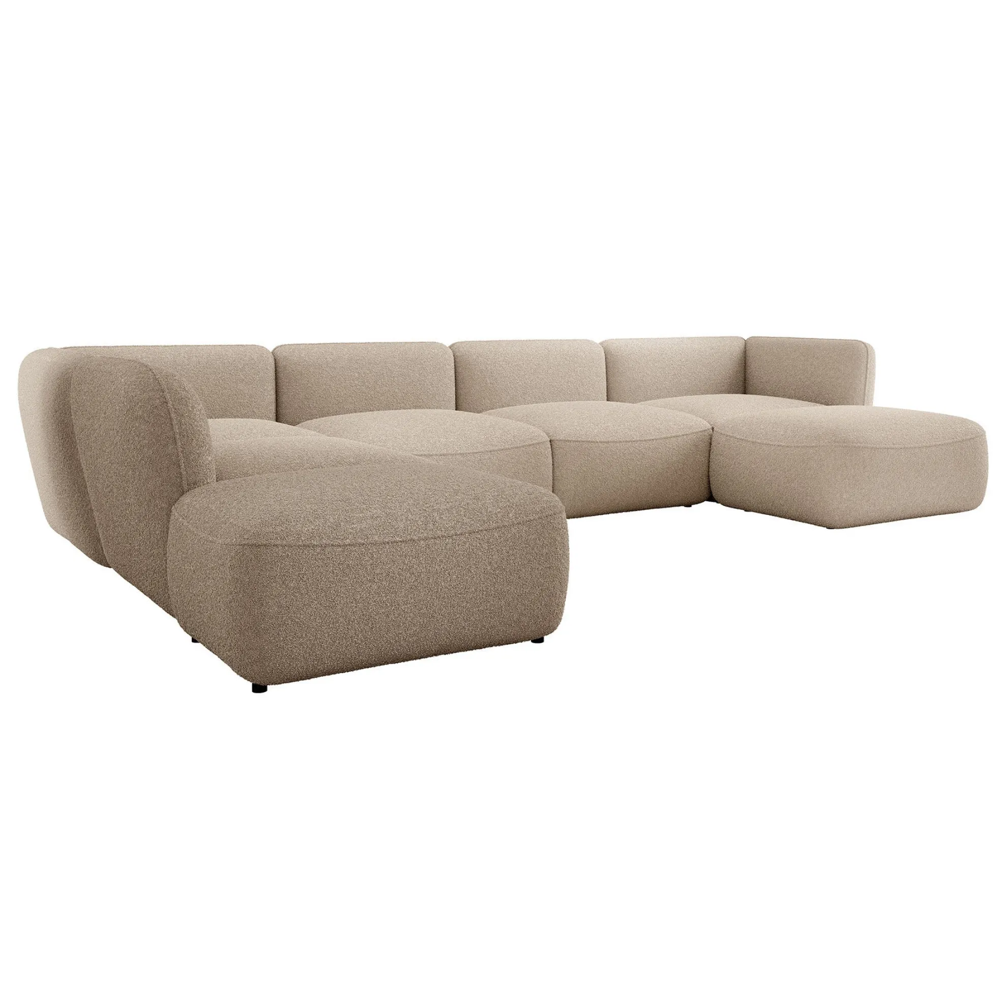 Caesar - Hoekbank 5-zits met chaise longue - Teddystof taupe - Links