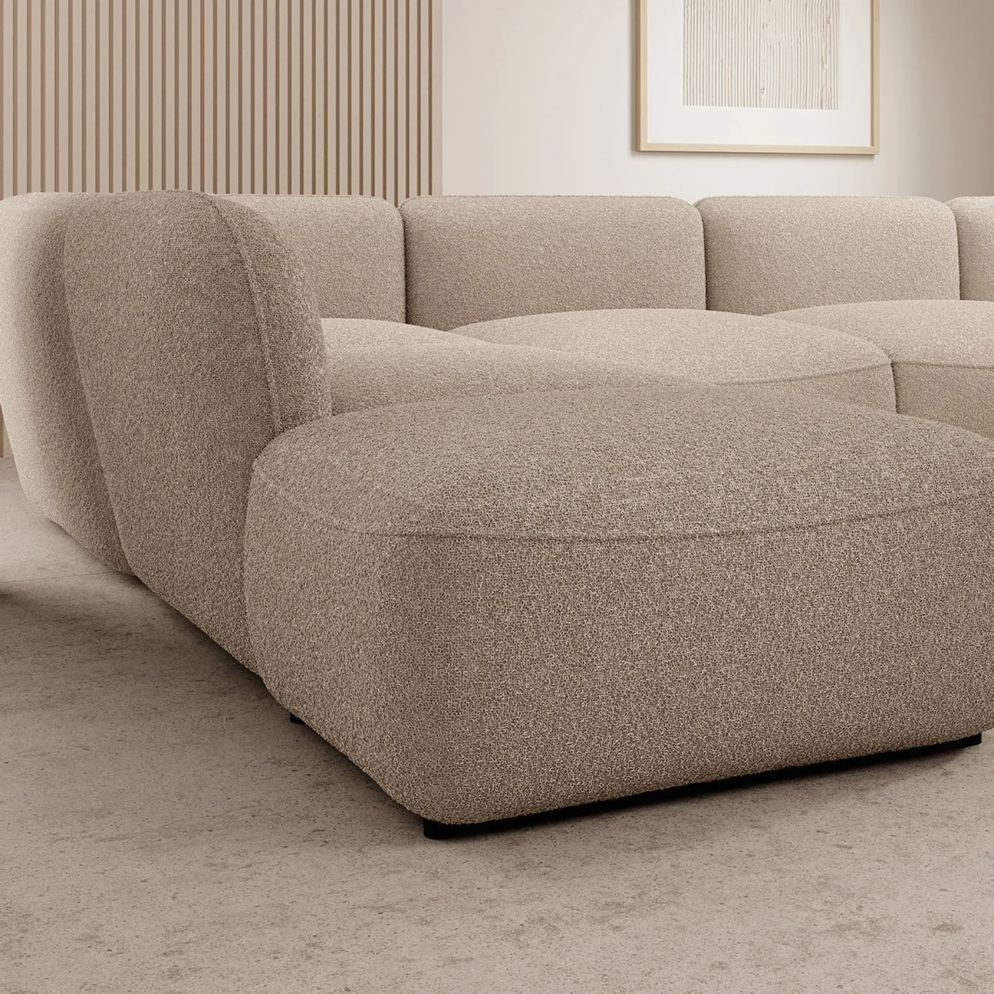 Caesar - Hoekbank 5-zits met chaise longue - Teddystof taupe - Links
