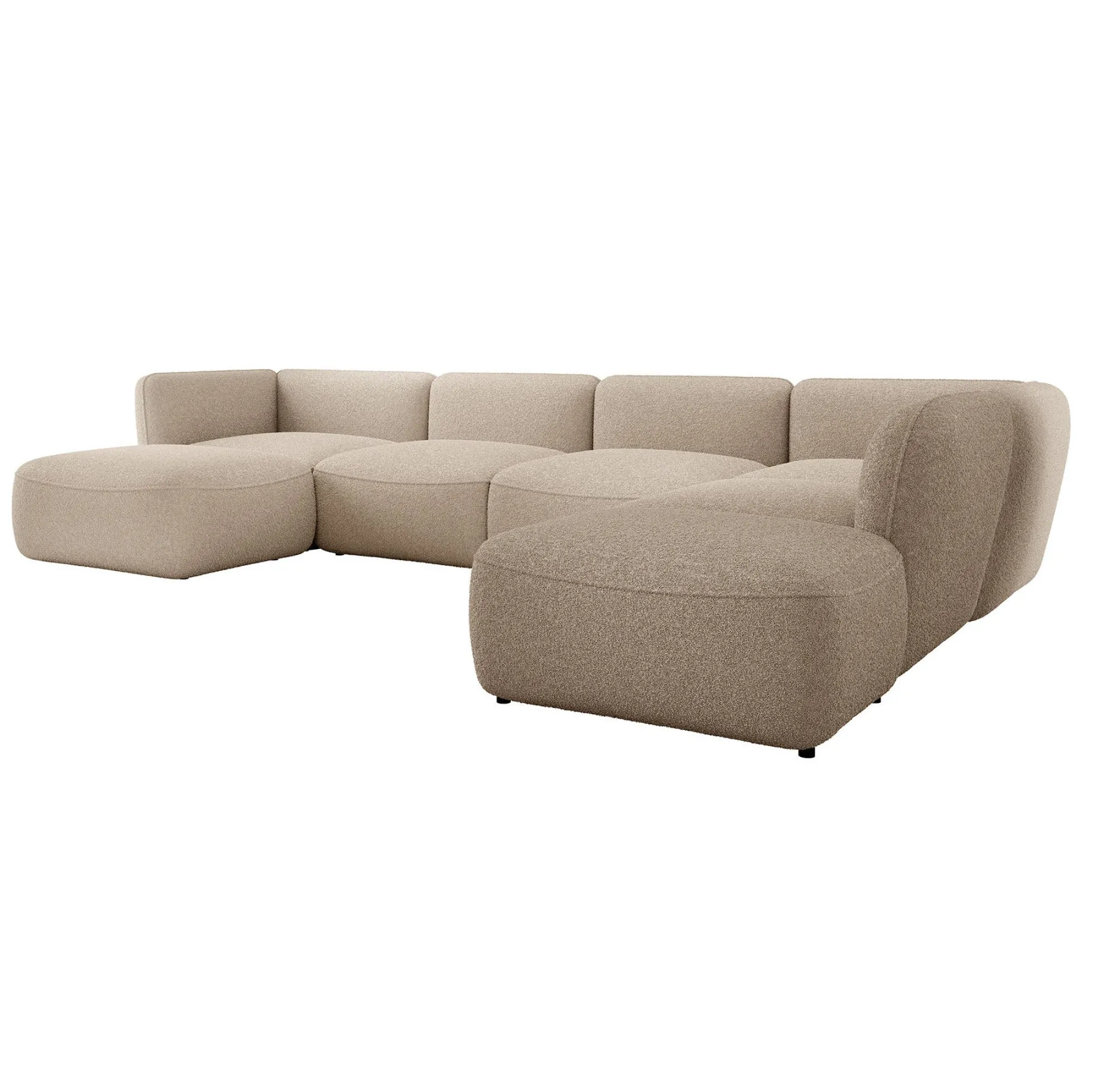Caesar - Hoekbank 5-zits met chaise longue - Teddystof taupe - Rechts