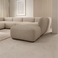 Caesar - Hoekbank 5-zits met chaise longue - Teddystof taupe - Rechts